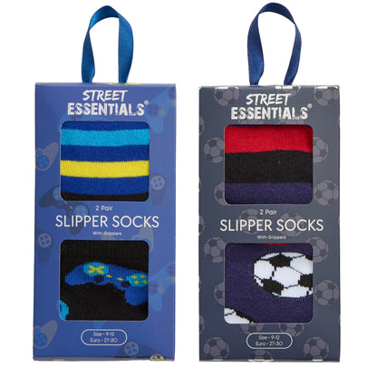 Boys 2pk Boxed Terry Slipper Socks - (PK6) (6-3.5) 42B830