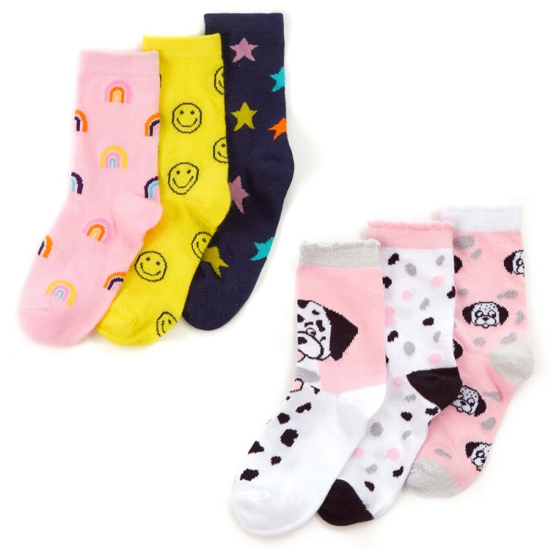 GIRLS 3 PACK COTTON RICH DESIGN ANKLE SOCKS (ASSORTED SIZES) 43B815