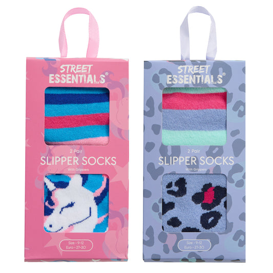 Girls 2pk Boxed Terry Slipper Socks - (PK6) (6-3.5) 43B870