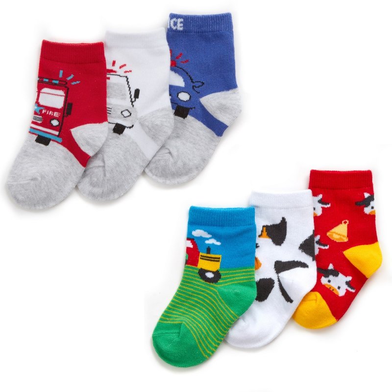 BABY BOYS 3 PACK COTTON RICH DESIGN ANKLE SOCKS (ASSORTED SIZES) (0-0, 0-2.5, 3-5.5) 44B986