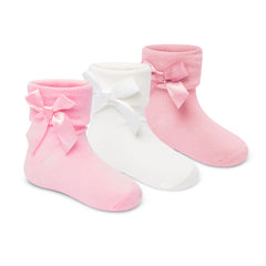 Baby Girls 3 Pack Bow Socks - Pink (0-5.5) (PK6) 44B1057