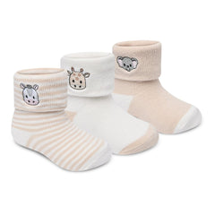 .5Baby Unisex 3 Pack Embroidered Socks with Grippers - Animals (0-5.5) (PK6) 44B1061