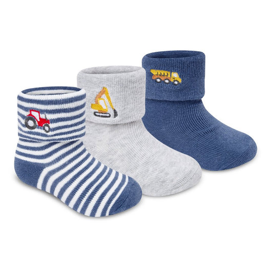 .5Baby Unisex 3 Pack Embroidered Socks with Grippers - Cars (0-5.5) (PK6) 44B1062