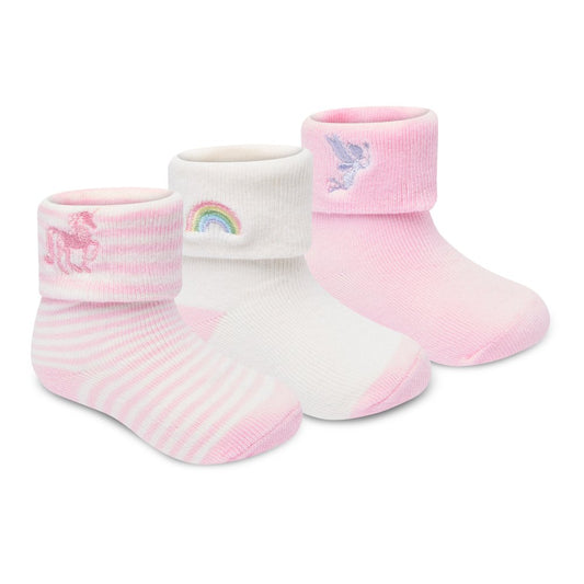 Baby Unisex 3 Pack Embroidered Socks with Grippers - Unicorn (0-5.5) (PK6) 44B1063