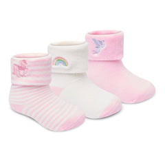 Baby Unisex 3 Pack Embroidered Socks with Grippers - Unicorn (0-5.5) (PK6) 44B1063