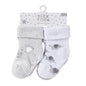 Baby Unisex 3 Pack Embroidered Socks with Grippers - Grey (0-5.5) (PK6) 44B1064