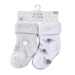 Baby Unisex 3 Pack Embroidered Socks with Grippers - Grey (0-5.5) (PK6) 44B1064