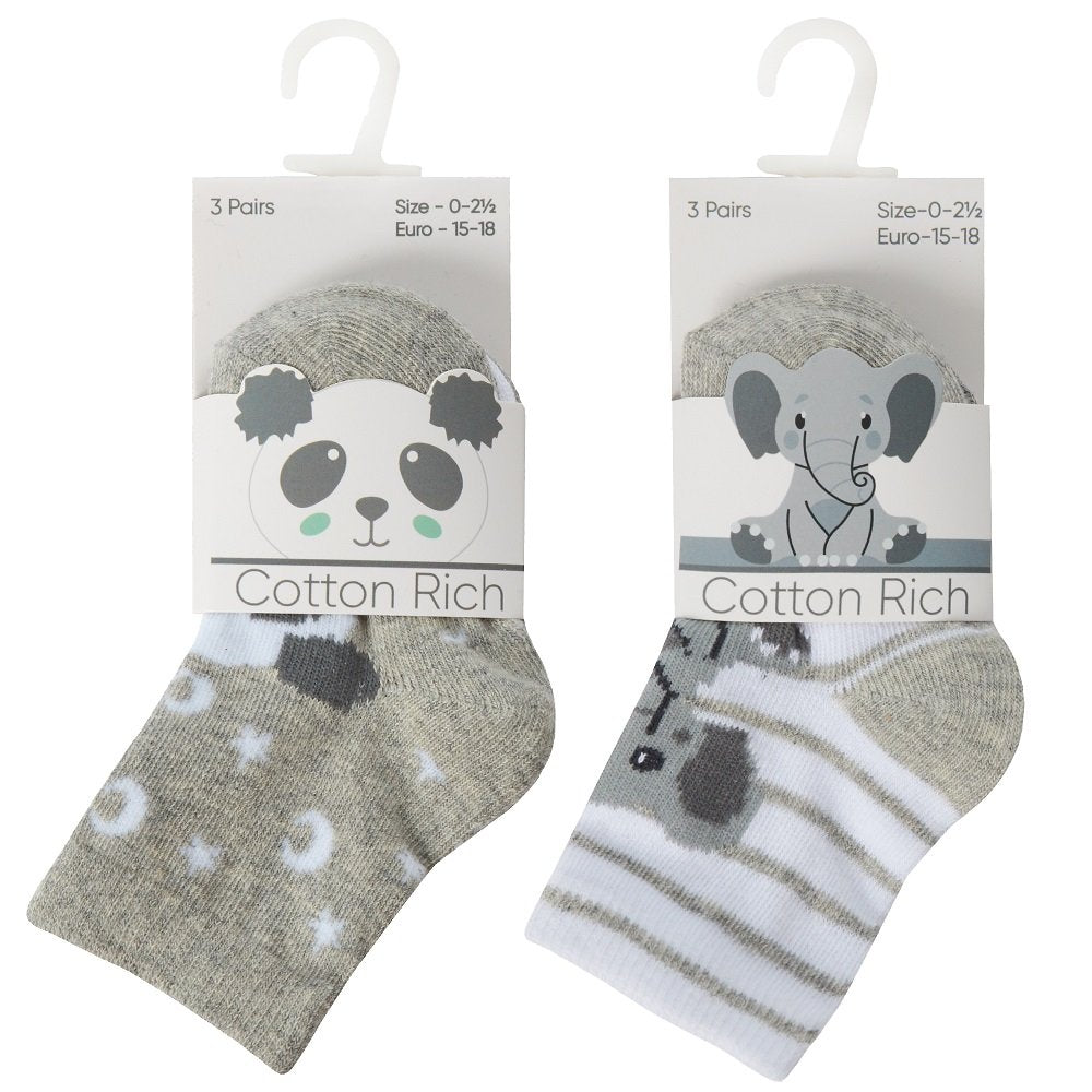 Baby Cotton Rich Socks - Panda (3-5.5) (PK4) 44B972