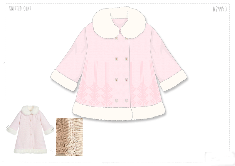 Baby Girls Knitted Fur Trimmed Coat - Pink (3-24m) (PK4) A24450