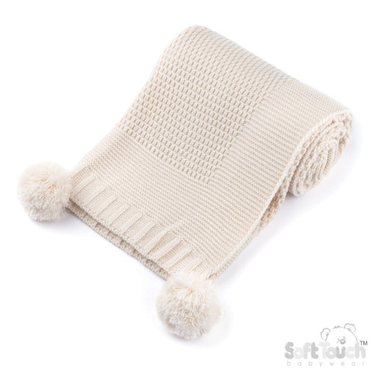Ribbed Wrap with Pom Pom - Coffee (70x100cm) (PK4) ABP712-COF