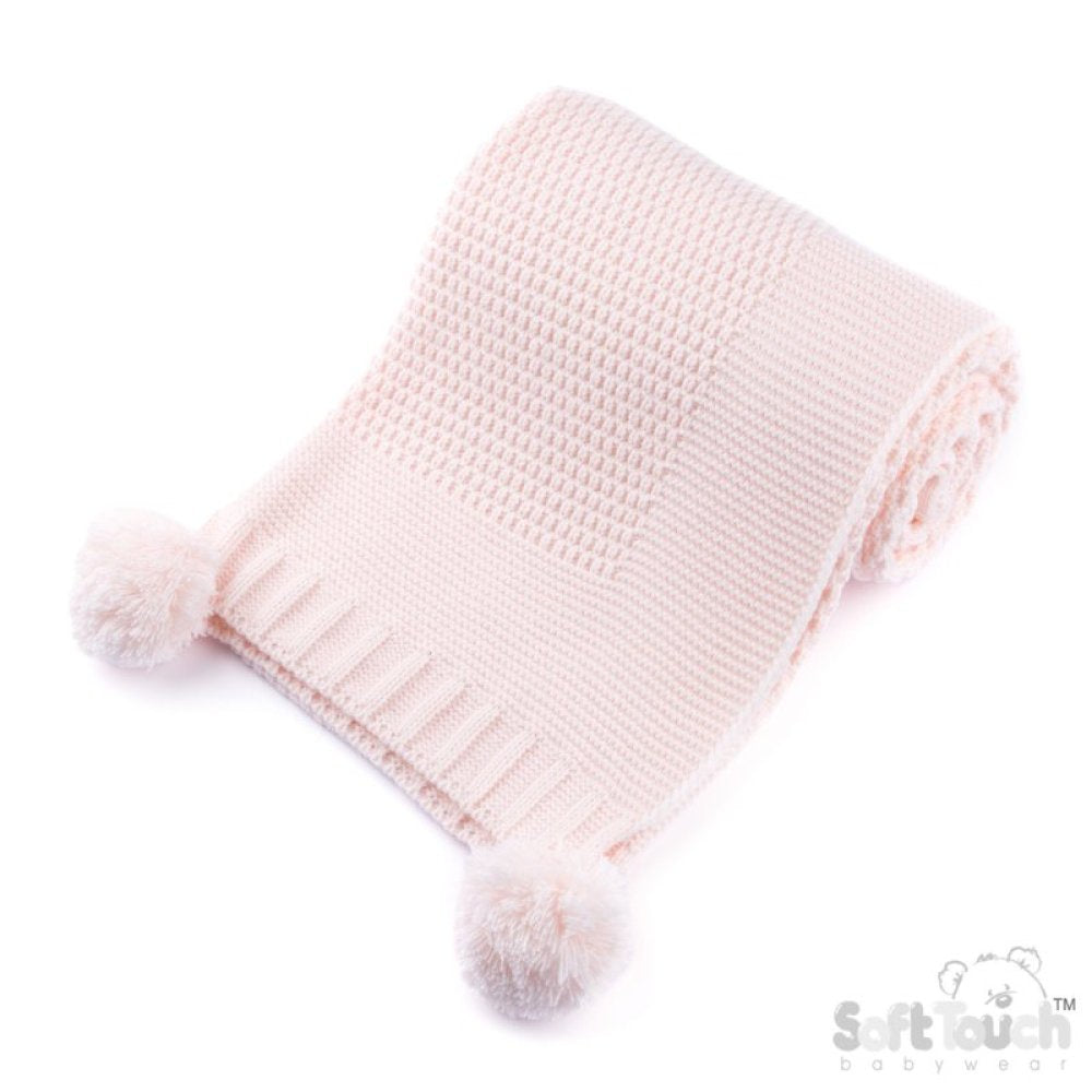 Ribbed Wrap with Pom Pom - Pink (70x100cm) (PK4) ABP712-BP