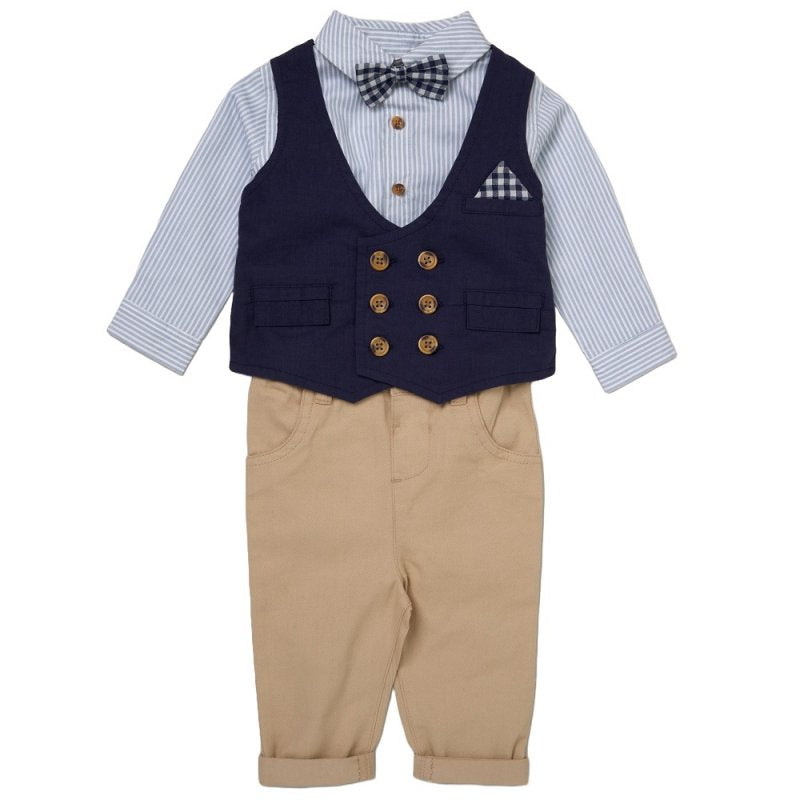 Baby Boys Mock Bodysuit & Chino Set (3-24m) (PK4) B03754