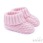 Baby Cotton Cable Knitted Booties - Pink  (NB-6m) (PK12) B460-P