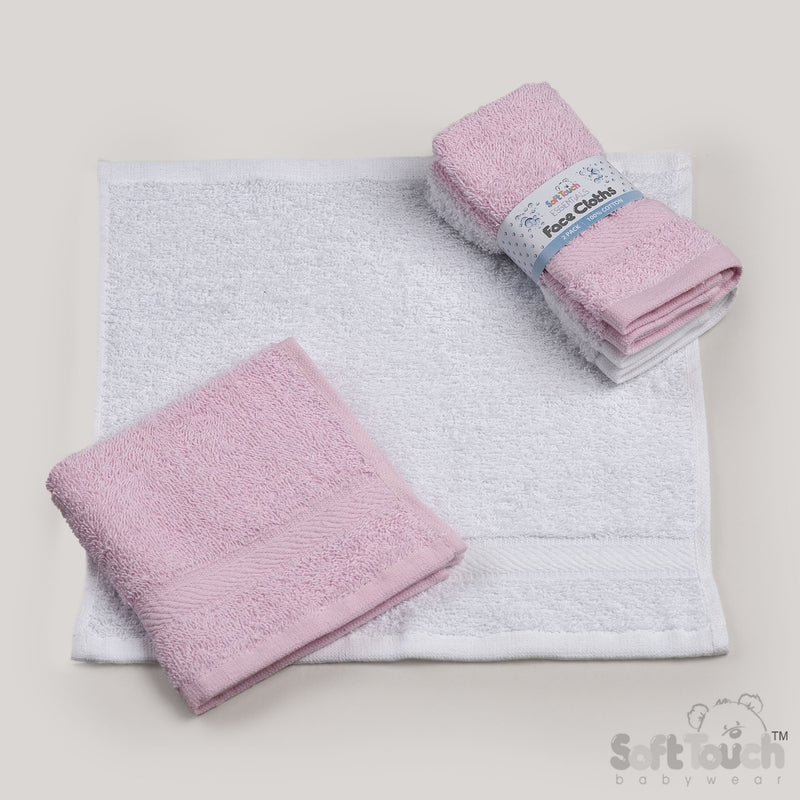 2 Pack Rolled Up Face Cloth - Pink/White (PK6) BF02-P