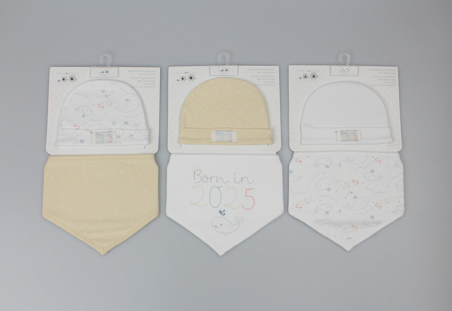 Baby Cotton Bib & Cap Gift Set - Born in 2025- (OneSize) (PK6) H13736