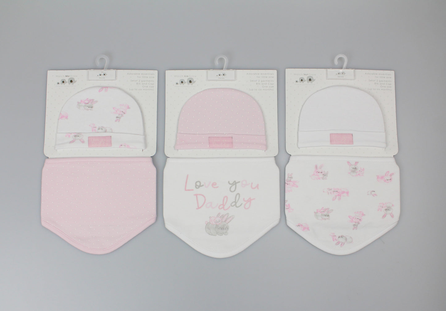 Baby Cotton Bib & Cap Gift Set - Love You Daddy/Pink - (OneSize) (PK6) H13738