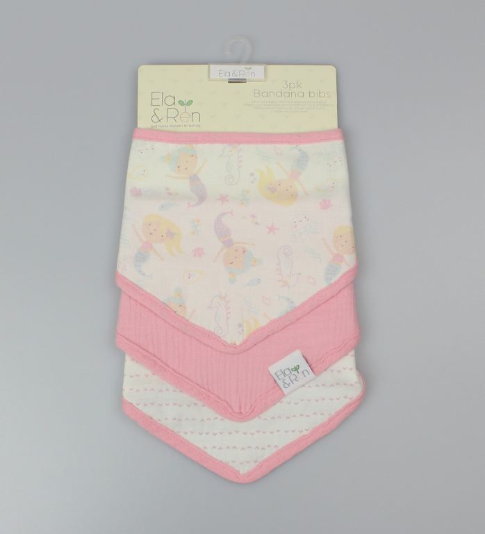 3pk Bandana Bibs Set - Mermaid Pink - (OneSize) (PK6) J14025