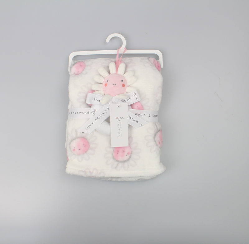Baby Blanket W/Rattle - Pink Sunflower (75x100cm) (PK1) D12836