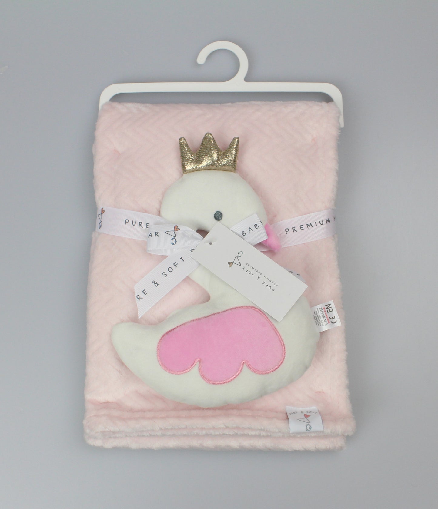 Plush Blanket and Rattle Set - Pink Swan (75x100cm) (PK6) J14038