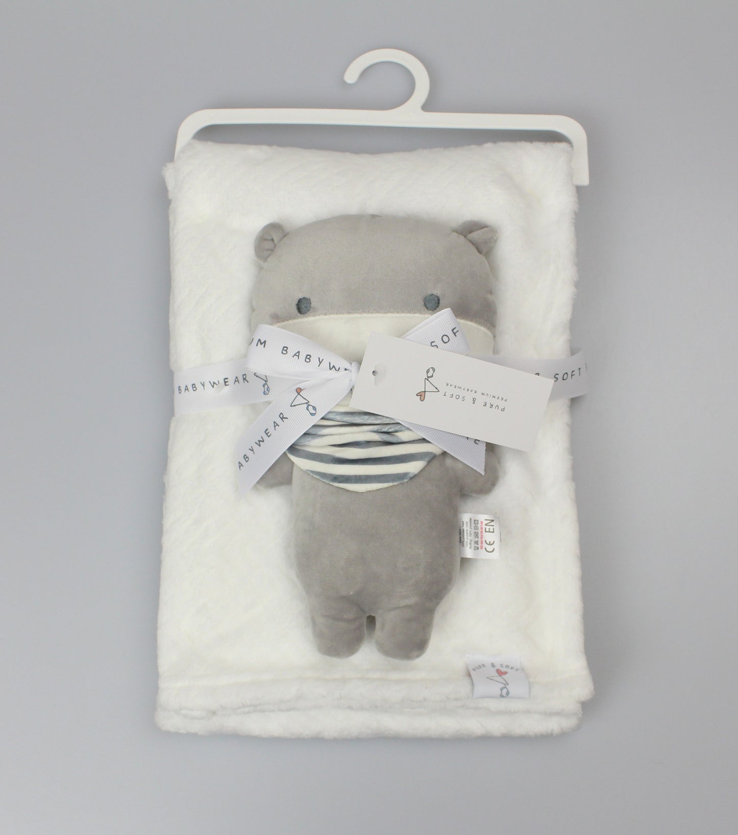 Plush Blanket and Rattle Set - Hippo (75x100cm) (PK6) J14042