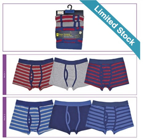 Boys Trunk Fit Boxers w/Keyhole - Striped (5-12yrs) (PK12) BR249F