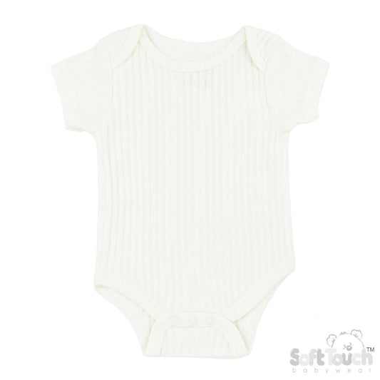 Ribbed Bodysuit - Marshmallow (3-6m) (PK6) - BS4600-MA-36