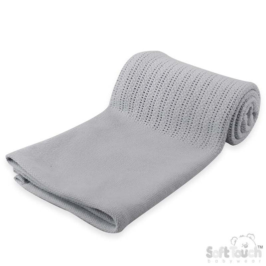 Deluxe Personalisation Cotton Cellular Blanket - Grey (PK6) (70x90cm) CBP60-G*