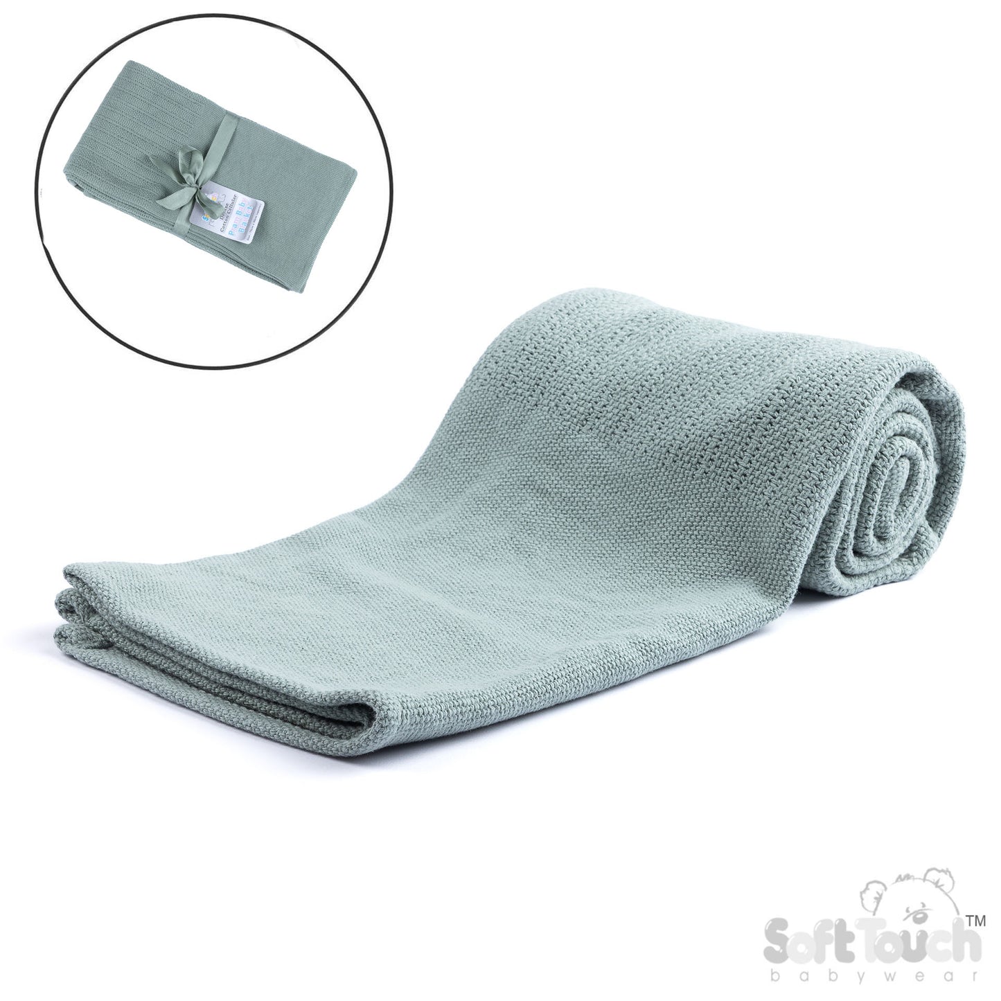 Deluxe Personalisation Cotton Cellular Blanket - Sage (PK6) (70x90cm) CBP60-SG*