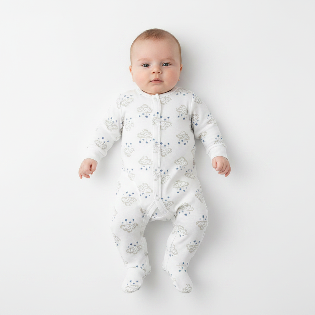 Sleepsuit With Grey Cloud Design (0-3Months) (PK12) CC11-SS-0-3