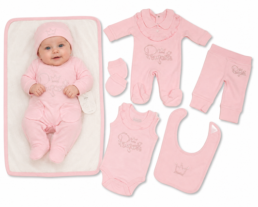 Baby Girls 5 Pieces Gift Set - Princess (NB-6m) (PK6)  GP-25-1294P