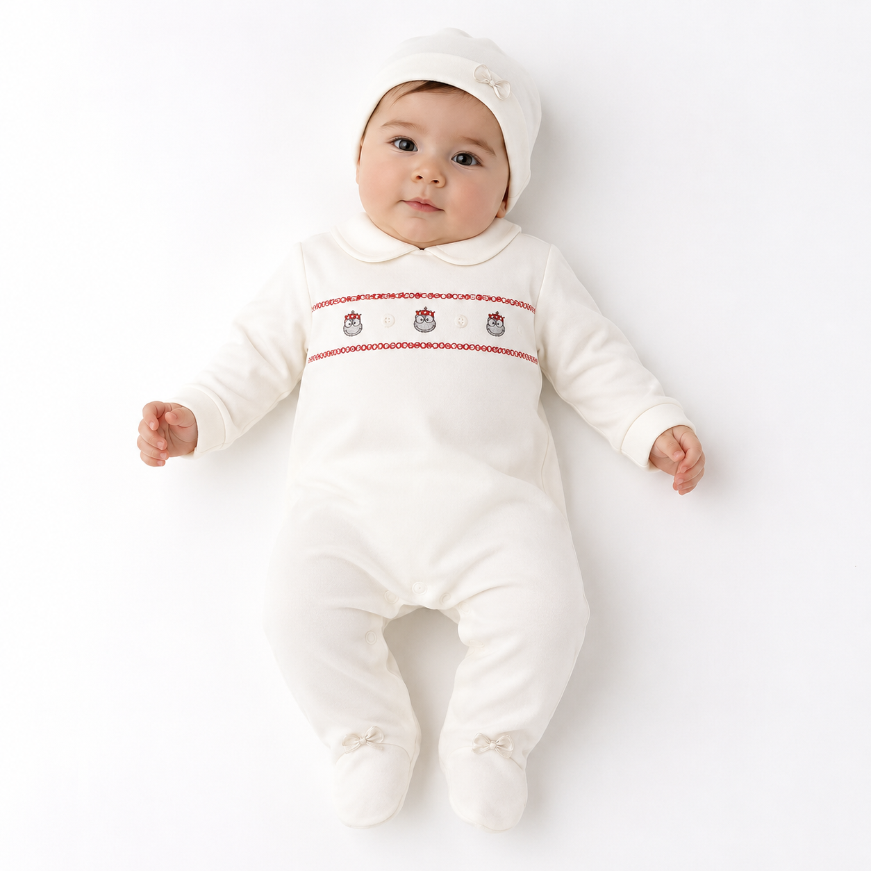 Baby All in One with Smocking and Hat - Frog (NB-6 Months) (PK6) Bis-2120-6078