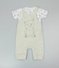2pc Waffle Dungaree & T-Shirt Set - Bear/Grey (PK6) - M14260