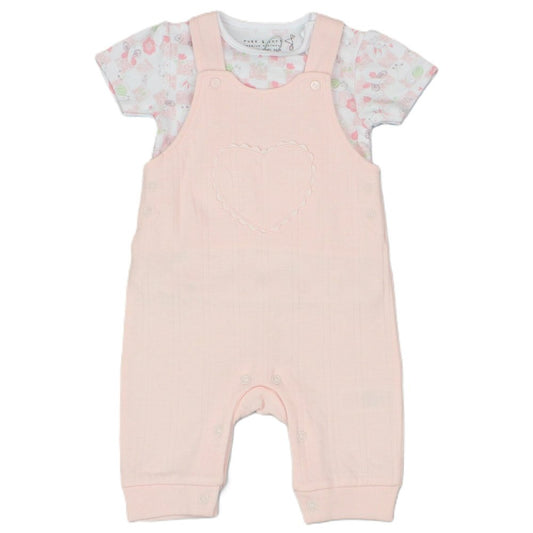Baby Girls Waffle Fabric Top & Dungaree Outfit (M14266)