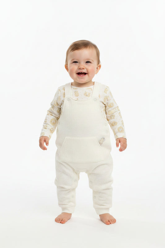 Baby Quilted Dungaree Set - Cream (0-9m) (PK6)  M15961
