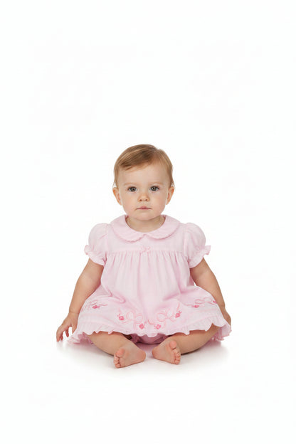 3pc Baby Girls Dress Set -Pink Bows (NB-6m) (PK6) - K14225