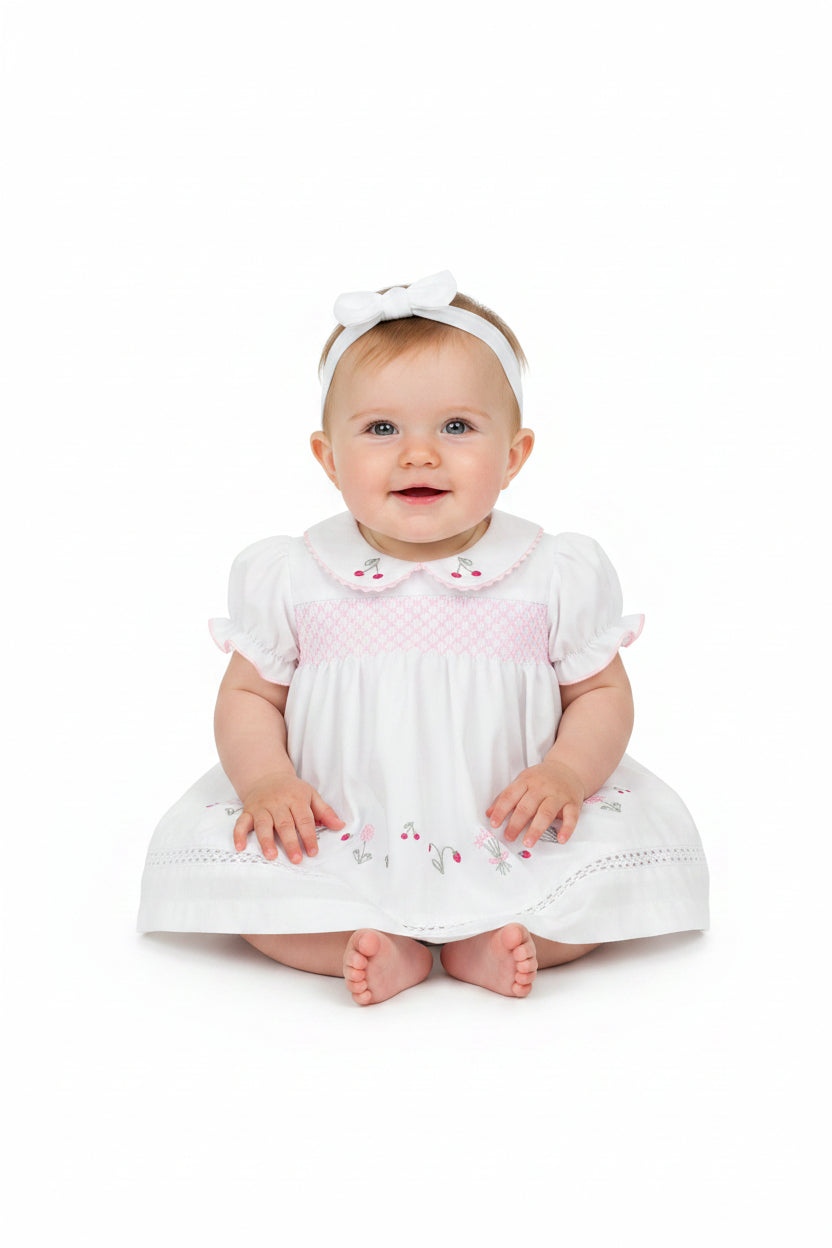 3pc Baby Girls Dress Set -White Floral (NB-6m) (PK6) - K14226