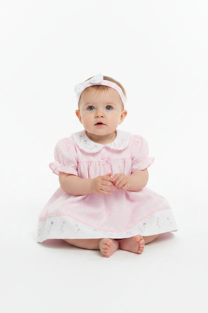 3pc Baby Girls Dress Set - Polka Pink (NB-6m) (PK6) - K14227