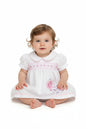 3pc Baby Girls Dress Set - White Smocked  (NB-6m) (PK6) - K14228