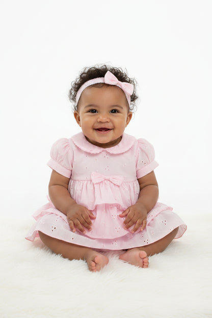 3pc Baby Girls Dress Set - Pink Frill (NB-6m) (PK6) - K14231