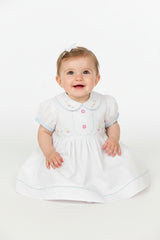 Baby Summer Dress - White/Sky Blue (1-2yrs) (PK6) - K34213