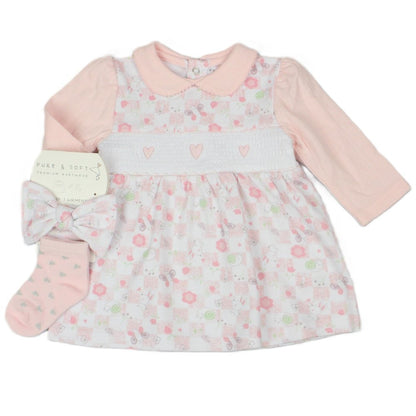 Baby Girls Smocked Dress Headband & Socks Outfit (M14269)