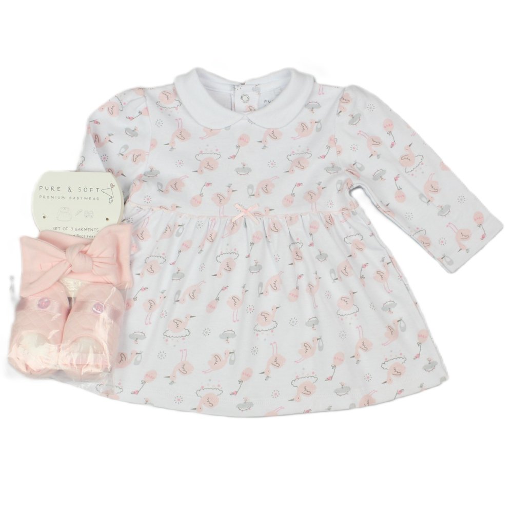 Baby Girls Dress Headband & Bootees Outfit (M14278)