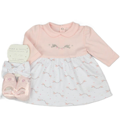 Baby Girls Dress Headband & Bootees Outfit (M14279)