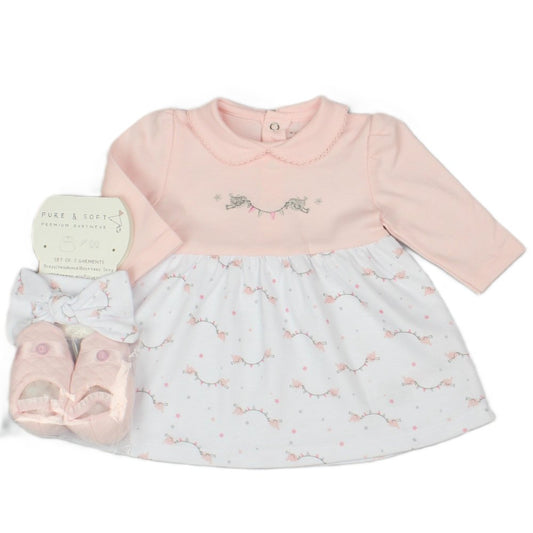 Baby Girls Dress Headband & Bootees Outfit (M14279)