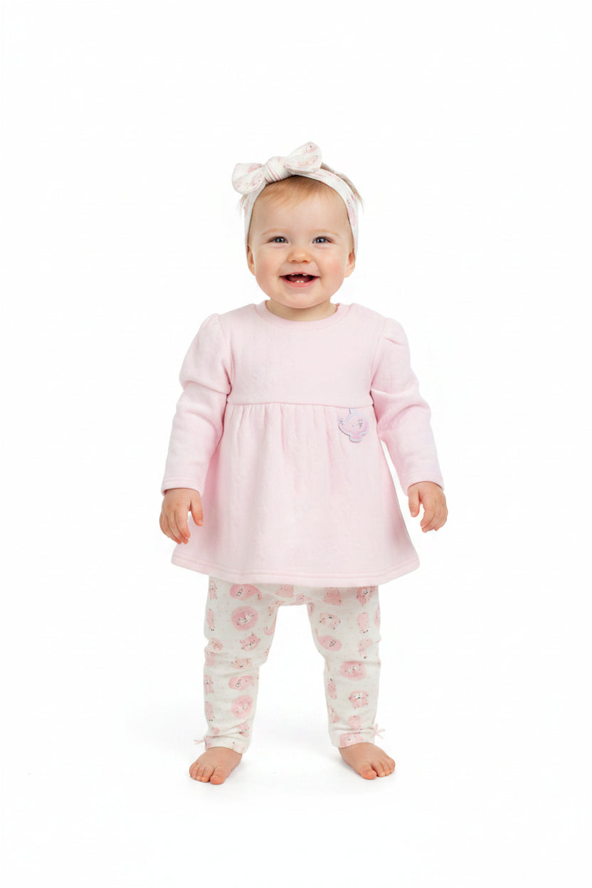 Baby Winter Dress Set - Animals/Pink  (0-9m) (PK6)  M15953