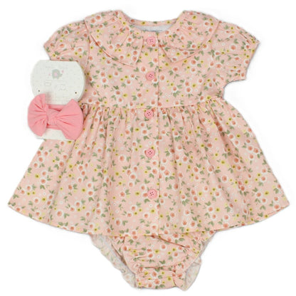 Baby Girls All Over Print Dress, Pant & Headband Set (M34301)