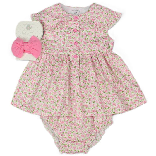 Baby Girls All Over Print Dress, Pant & Headband Set (M34303)