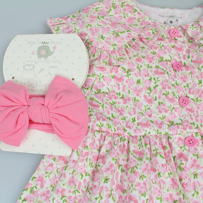 Baby Girls All Over Print Dress, Pant & Headband Set (M34303)