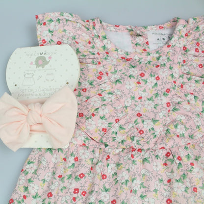 Baby Girls All Over Print Dress, Pant & Headband Set (M34306)