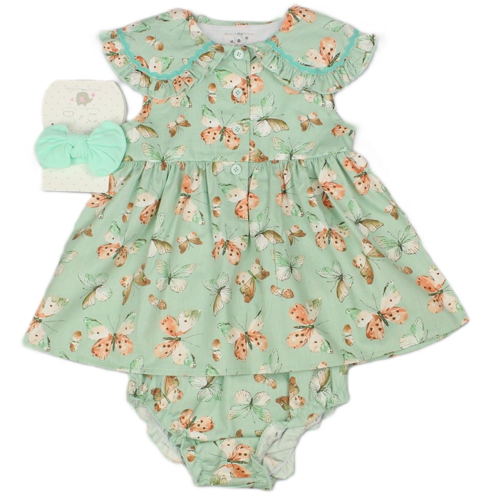 Baby Girls All Over Print Dress, Pant & Headband Set (M34307)